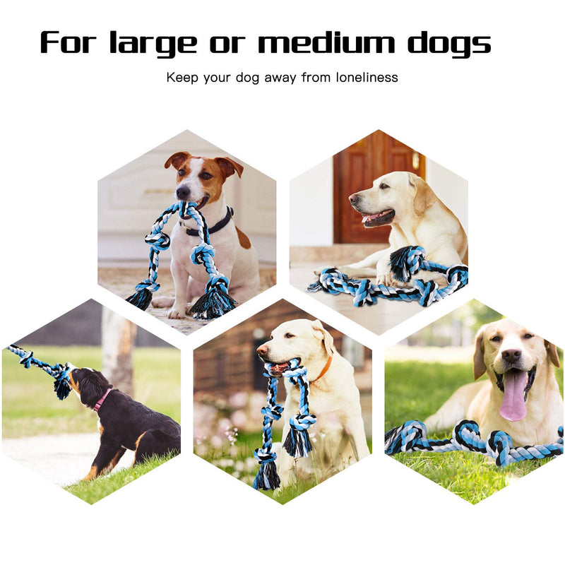 BMAG Dog Rope Toys for Aggressive Chewers, Interactive Heavy Duty Dog Toys for Medium Large Dogs, Tough Twisted Rope Toy with 5 Knots XL-Blue - PawsPlanet Australia
