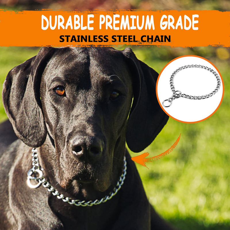 JuWow Chain Dog Training Choke Collar, Adjustable Premium Stainless Steel Slip Collars, Strong, Durable, Tarnish Resistant Metal Chain, Heavy Duty Chew Proof for Small Medium Large Dogs 16 x 0.79 Inch(Pack of 1) - PawsPlanet Australia