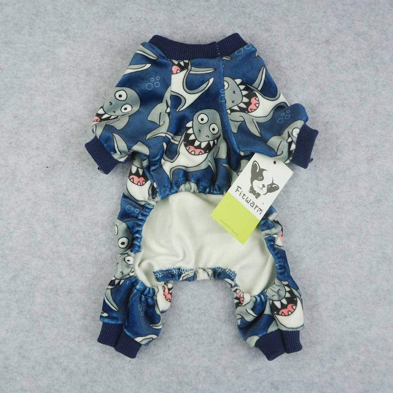 Fitwarm Penguin Thermal Pet Dog Pajamas Onesie Jumpsuit Stretchy Doggie Puppy Clothes Outift Lightweight Velvet XS Blue - PawsPlanet Australia