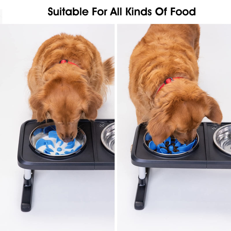 Keegud Slow Feeder Dog Bowls Insert Slow Eating Dog Bowl [Cuttable] for Puppy Small, Medium and Large Breed Fast Eaters, Compatible with Regular Stainless Steel and Ceramic Bowl, Blue Flowery - PawsPlanet Australia
