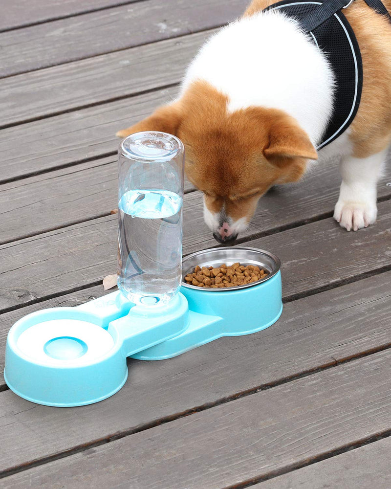 [Australia] - Folomie Double Dog Cat Bowls Pet Automatic Water Dispenser Detachable blue 