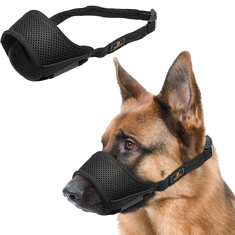 Dog Muzzle, Muzzle with Velcro Fastener, Soft, Prevents Biting, Safe, Breathable Barking and Chewing, with Adjustable Loop, Breathable Mesh - Black, M - PawsPlanet Australia