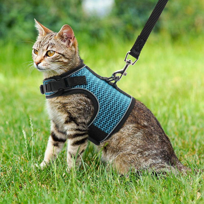 PUPTECK Cat Harness and Leash - Escape Proof for Walking, Reflective and Breathable Cat Vest Harness with Safety Buckle, Easy Control and Adjustable for Small Medium Large Cats, Puppies - PawsPlanet Australia