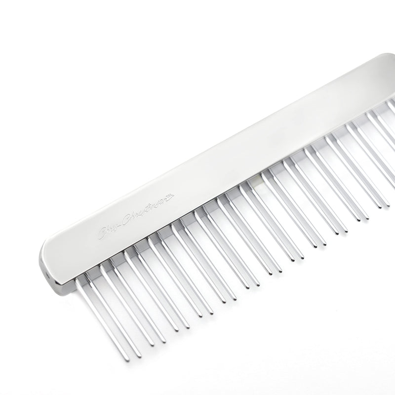 Chris Christensen NTS Staggered 1 1/4 Tooth Buttercomb - Pet Comb - Stainless Steel - Great Finishing Dog Comb - Removes Tangles and Knots Combs - For Grooming Thick and Double-Coated Breeds - 6" Spine #011 - PawsPlanet Australia