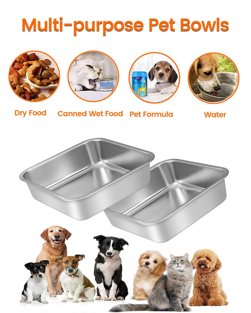 Stainless Steel Dog Bowls, [2 Pack] Water and Food Bowl Set, 1.6L Pet Metal Dishes for Small Medium Large Dogs - PawsPlanet Australia