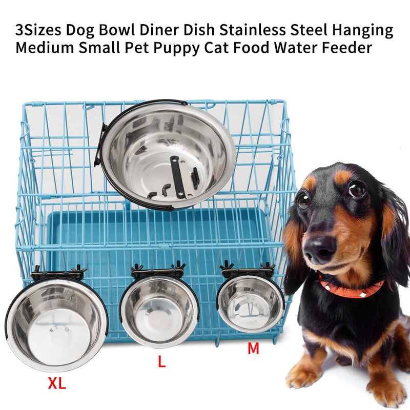 Dog Bowls, Stainless Steel Hanging Pet Bowl Food Water Feeder for Medium Small Pet Dogs Puppy Cat (L) L - PawsPlanet Australia