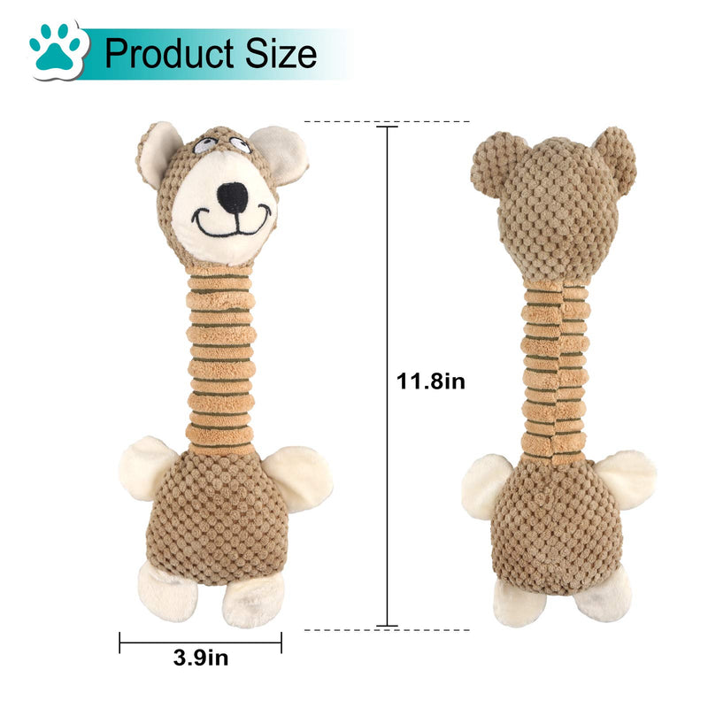 Squeaky Dog Toys with Long Neck, Interactive Puppy Dog Toys, Durable Chew Toys for Teeth Cleaning Long Stuffed Animals Dog Training Toys for Small Medium Dogs (Brown Bear) Brown Bear - PawsPlanet Australia