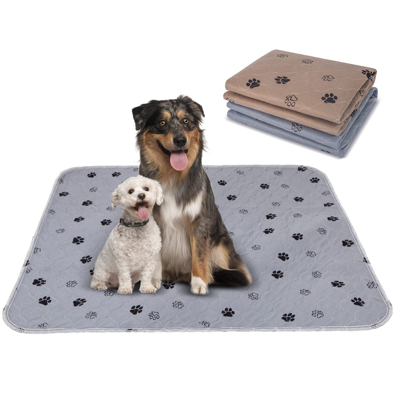 Puppy Training Pads 70x80cm, LENAUQ Pack of 2 Waterproof Incontinence Mat for Pets, Machine Washable Piss Pads Absorbent Dog Training Pads for Home/Car/Travel (Grey&Brown) 70x80cm/28x32in - PawsPlanet Australia