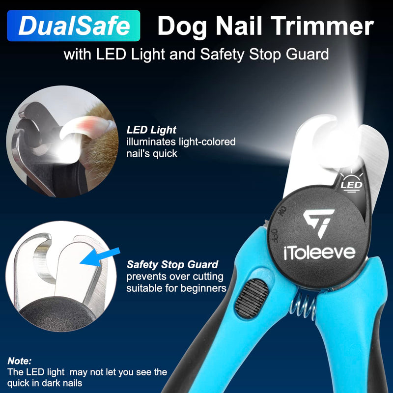 iToleeve LED Dog Nail Clipper with Light and Safety Guard, Illuminates Cats & Dogs Nails, Slicker Brush for Dogs, Dual Flexible Brush Follows the Natural Contours of the Body, Gently Removes Undercoat - PawsPlanet Australia