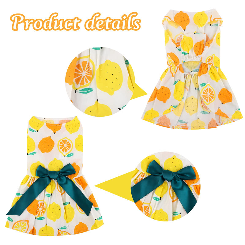 URATOT 4 Pieces Cute Pet Dress Dog Dress with Lovely Bow Puppy Dress Strawberry Cherry Lemon Pet Apparel Dog Clothes for Small Dogs and Cats Fruit Design with Bow - PawsPlanet Australia