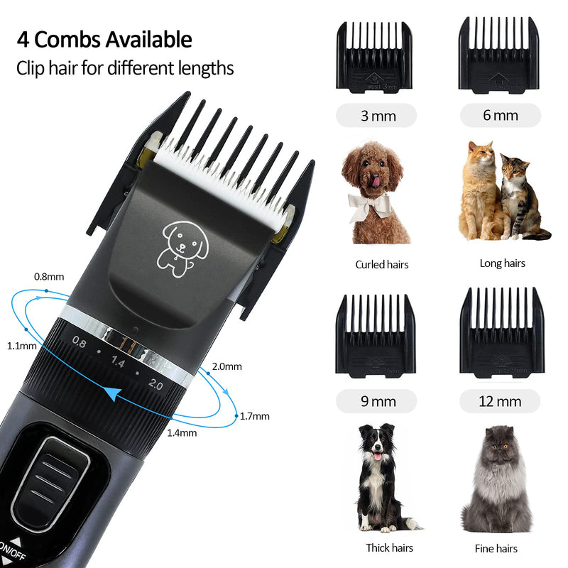 MIAZA Dog Clippers, 1200mAh LCD Display Dog Grooming Clippers with 1 Narrow & 2 Wide Blades, Low Noise Pet Clippers for Cats Dogs Horses Rabbits,Trimming Dog's Paws, Eyes, Ears, Face, Rump - PawsPlanet Australia