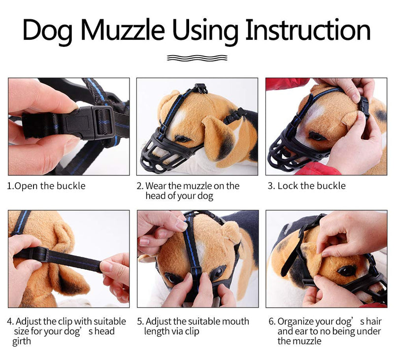 [Australia] - SHUNAI Pet Dog Muzzle, Soft Basket Rubber Muzzle Dog Ergonomics, Small Medium Large Dog Muzzle to NO Biting, Chewing, Barking, Adjustable Breathable Drinkable 3-Snout 10.2''~11.8'' 