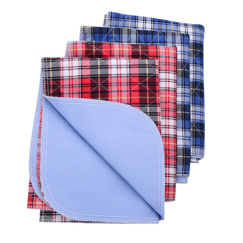 [Australia] - KOOLTAIL Washable Pee Pads for Dogs - Waterproof Dog Mat Non-Slip Plaid Puppy Potty Training Pads, Reusable Whelping Pads Blue & Red 24" x 36" (4 Pack) 