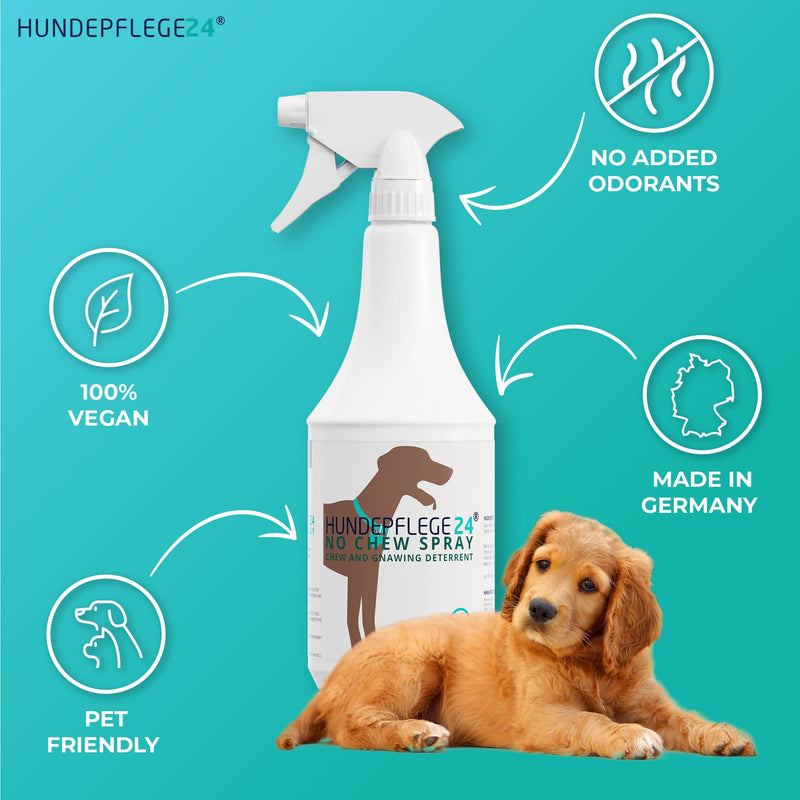 Hundepflege24 Anti Chew Dog Spray - 1000ml - Effective Dog Repellent Spray, Anti Licking & No Chew Spray for Dogs & Cats - Effective against Chewing and Licking - For Furniture, Clothing & Shoes - PawsPlanet Australia