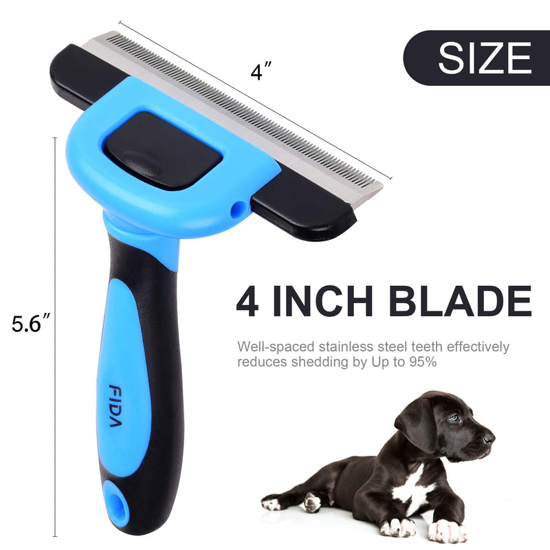 Fida Pet Grooming Brush, Professional Deshedding Tool for Small to Large Dogs or Cats, Effectively Reduce Shedding Up to 95% for Short Pet Hair - PawsPlanet Australia