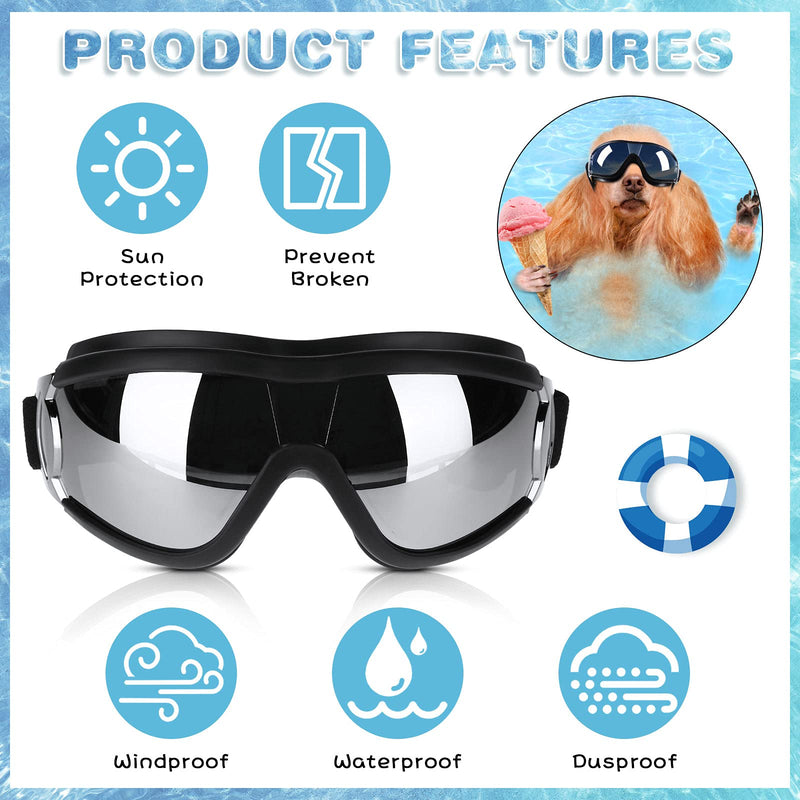 2 Pieces Dog Goggles Dog Sunglasses Snowproof Windproof Dog Glasses Pet Goggles for Travel Skiing Anti-Fog Dog Snow Goggles Dog Eye Protection Goggles with Adjustable Strap for Medium Large Dog - PawsPlanet Australia