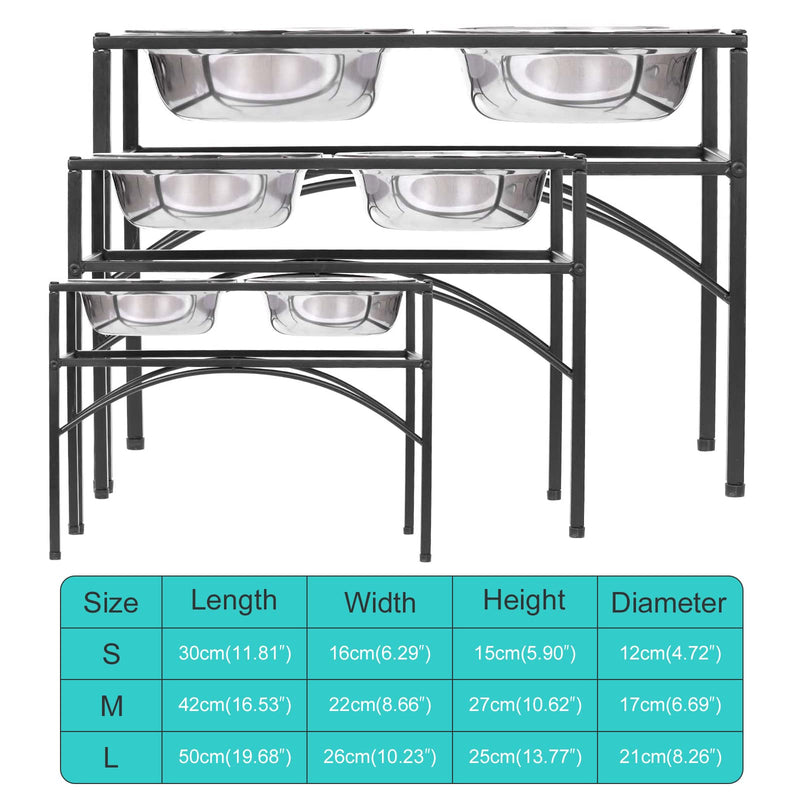 Funkeen Raised Dog Bowls Elevated Bowls Feeder with Two Stainless Steel Bowls Pet Feeding Bowl Water Food For Medium Dog Pet - PawsPlanet Australia