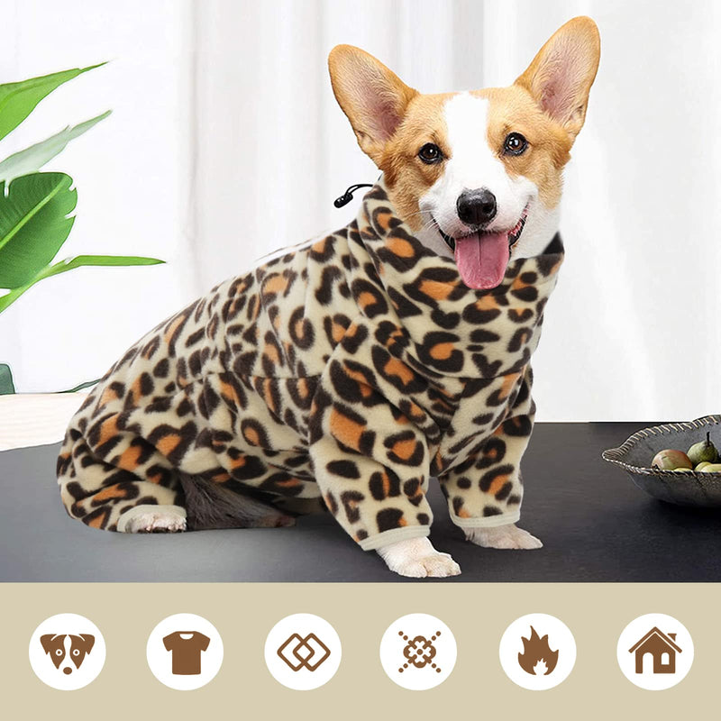 ROZKITCH Dog Winter Coat Soft Fleece Pullover Pajamas, Pet Windproof Warm Cold Weather Jacket Vest with Reflective Zipper, Onesie Jumpsuit Apparel Outfit Clothes for Small Medium Large Dog Brown XL X-Large Leopard Brown - PawsPlanet Australia