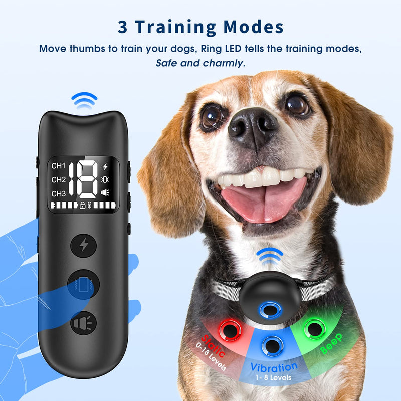 (Upgraded Version) Shock Collar, Electric Dog Training Collar with Remote 2600FT, Rechargeable Dog Collar with 3 Safety Training Modes, Waterproof Collar for All Breeds, Sizes - PawsPlanet Australia
