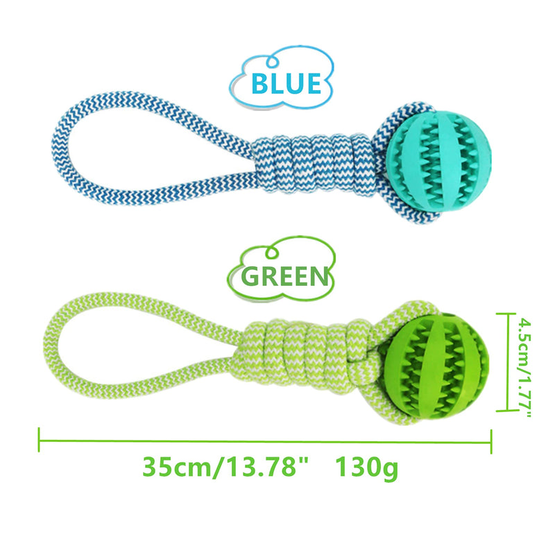 GREMBEB Dog Braided Rope Toy Chew,Puppy Molar Teeth Cleaning Ball,Food Dispensing Tool,Pet Durable Cotton and Rubber Bite Knot Training,Tugging,Chewing,Playing for Small Medium Large Dog (1PCS-Green) 1PCS-Green - PawsPlanet Australia