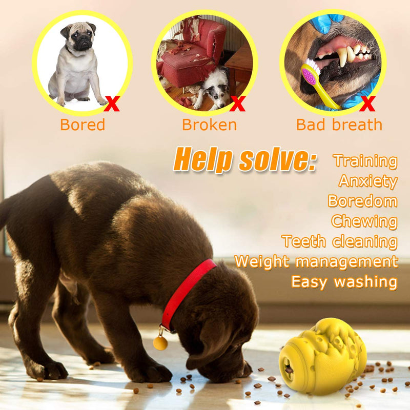 Dog Puzzle Toys Dog Chew Toys for Aggressive Chewers Interactive Treat Dispensing Toy Nearly Indestructible Durable Rubber Teeth Cleaning Toys for Medium Large Breeds Yellow - PawsPlanet Australia