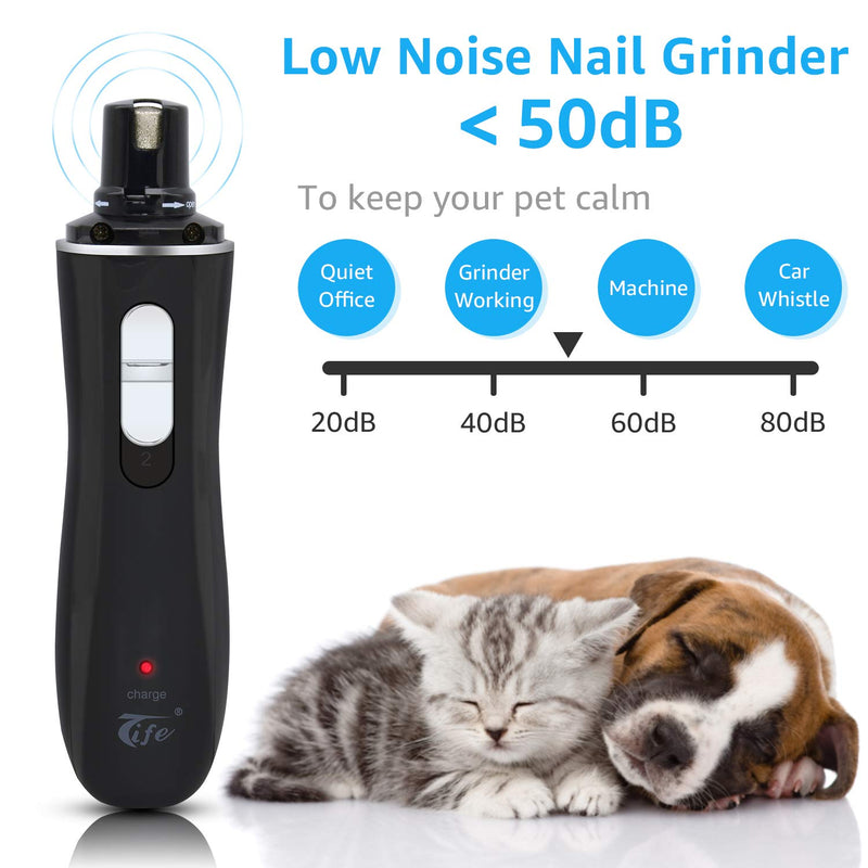 [Australia] - Dog Nail Grinder, Dog Nail Trimmer Clipper, Pet Nail Grinder Painless Cat Paws File Grooming & Smoothing for Small Medium Large Dogs, Professional 2 Speed Electric Recharging Animals Nail Grinder Black 