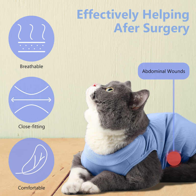 lexvss Cat Recovery Suit for Abdominal Wounds, Professional Cat Surgery Recovery Suit, E-Collar Alternative, Soft Kitten Spay Recovery Suit Prevent Licking Wounds Small Blue - PawsPlanet Australia
