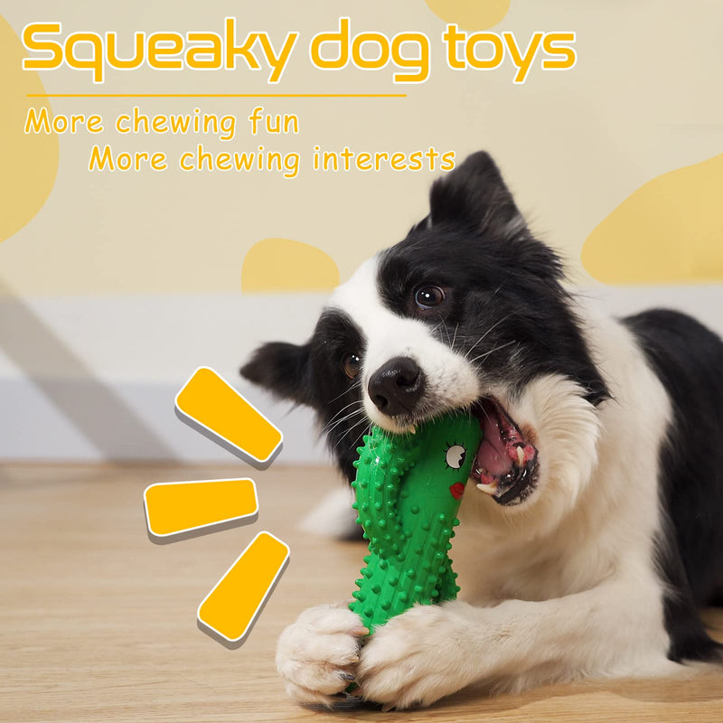 Rmolitty Dog Toys, Indestructible Tough Squeaky Dog Chew Toys, Puppy Teething Toys for Small Medium Dogs (cactus) cactus - PawsPlanet Australia