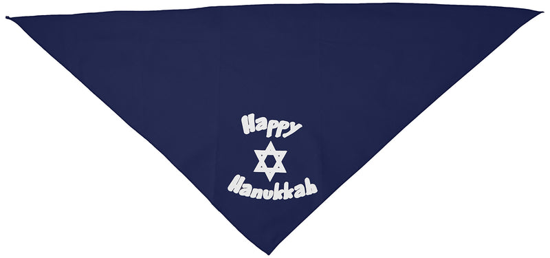 [Australia] - Mirage Pet Products Happy Hanukkah Screen Print Bandana for Pets, Large, Navy Blue 