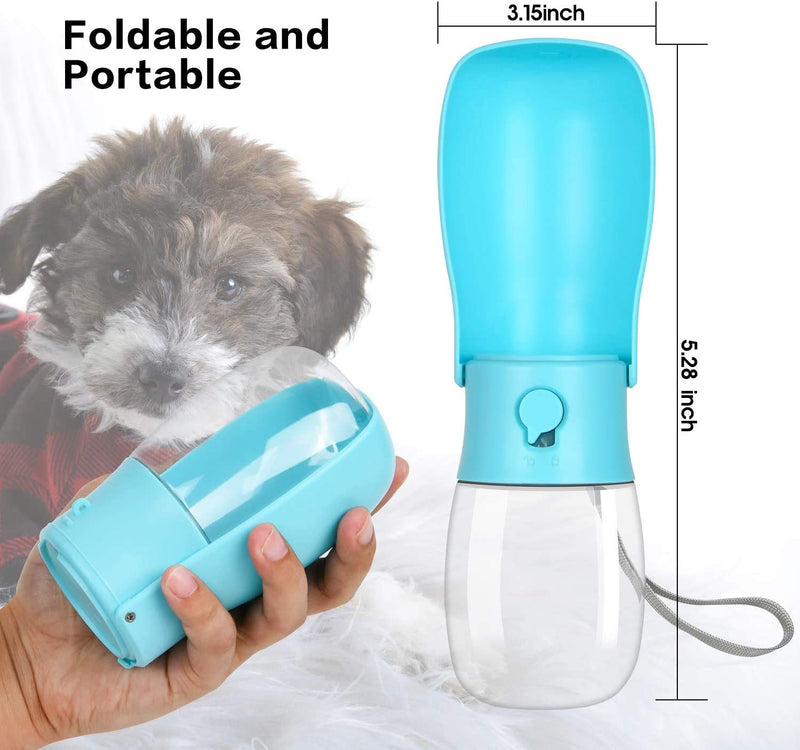 Dog Water Bottle - Foldable Dog Water Dispenser for Walking with Dog Waste Bag, Portable Pet Water Bottle for Travel, BPA Free Water Bottle for Cat, Rabbit,Puppy and Other Animals(10 Oz) blue - PawsPlanet Australia