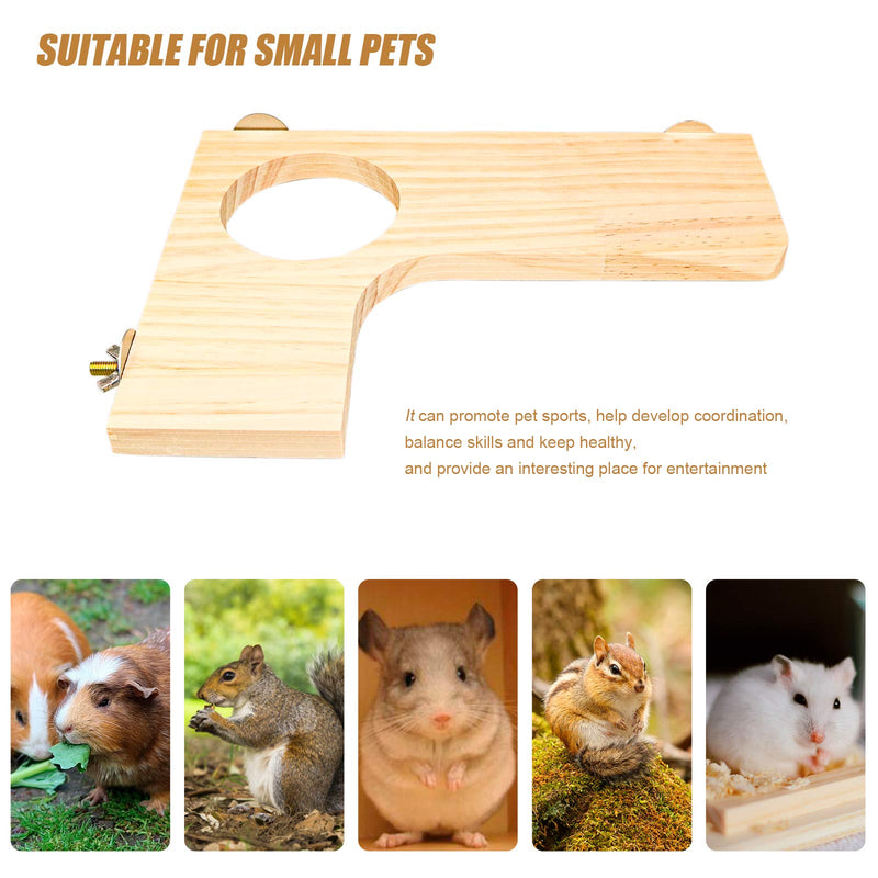 Squirrel Gerbil Chinchilla and Dwarf Hamster L-Shaped Round Hole Wooden Platform, 3 Pieces of Natural Hamster Standing Platform Chinchilla Cage Accessories, Birds Parrots Activity Playground style-1 - PawsPlanet Australia