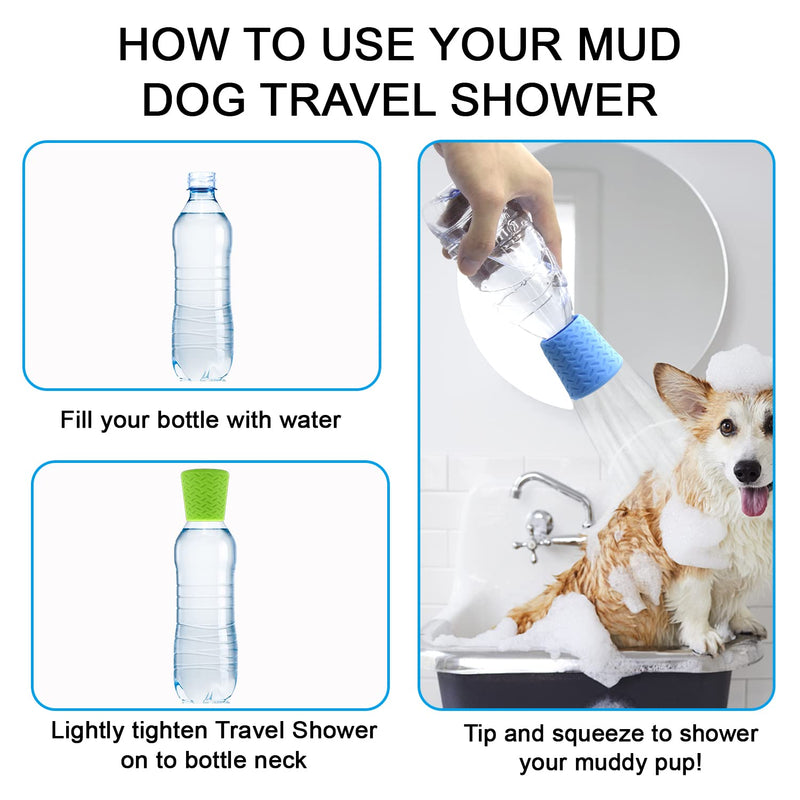 Bongpuda Portable Outdoor Dog Shower Heads Attachment Dogs Accessories for Traval Beach and Camping, Dog Hiking Gear - Fits Most Plastic Water or Soda Bottles from 16 Oz to 2 Liters Blue - PawsPlanet Australia