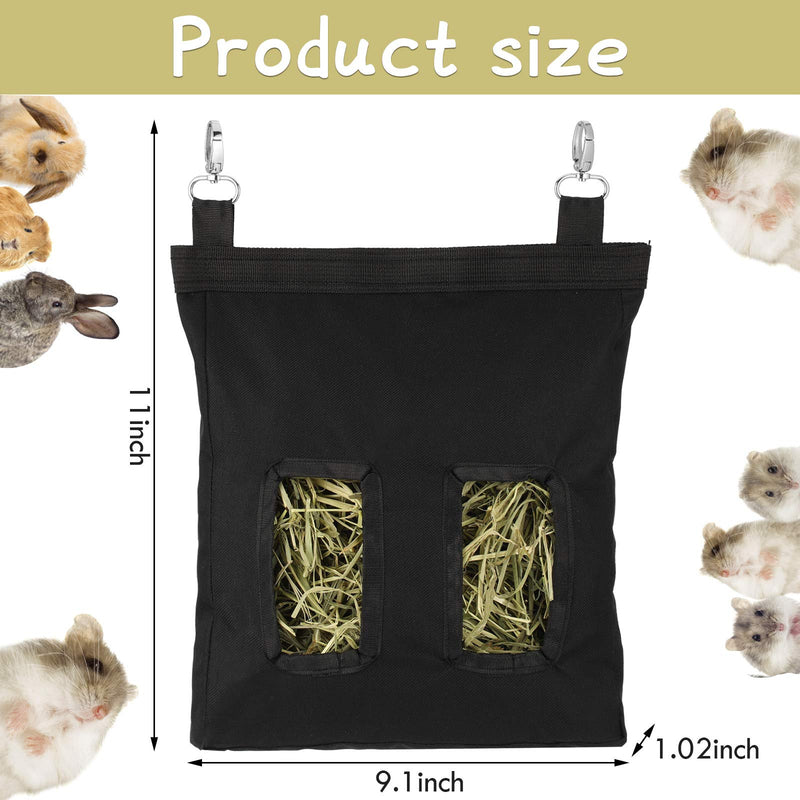 2 Pieces Guinea Pig Hay Bag Rabbit Feeding Bag Small Animal Hay Feeder Bag Hanging Feeder Sack for Rabbit Guinea Pig Chinchilla Hamsters Small Animals Hay Storage (Black) Black - PawsPlanet Australia