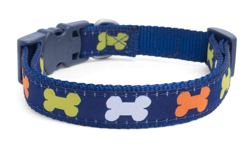 Petface Multi Bones Print Dog Collar, Small blue - PawsPlanet Australia