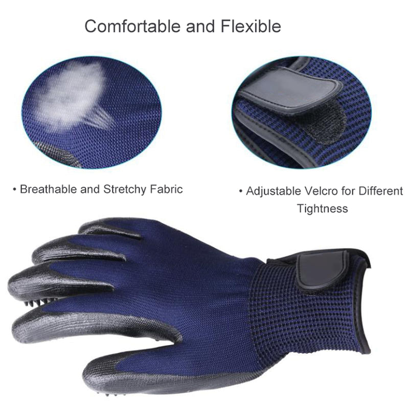 Glove Hair Removal Gloves for Dogs Cats, Pet Care Fur Change Care Cleaning Gloves Pet Brush Grooming Gloves Pet Massager, One Pair, Blue Blue 2 - PawsPlanet Australia