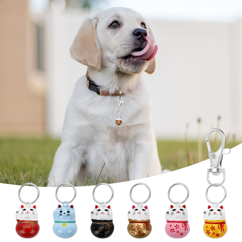Cobee Pet Collar Bells, 6pcs Colorful Lucky Cat Collar Bells for Kittens Trainning Loud Bells with Breakaway Buckle for Cat Necklace Pendant Cat Collar Bells for Lucky with Key Rings - PawsPlanet Australia