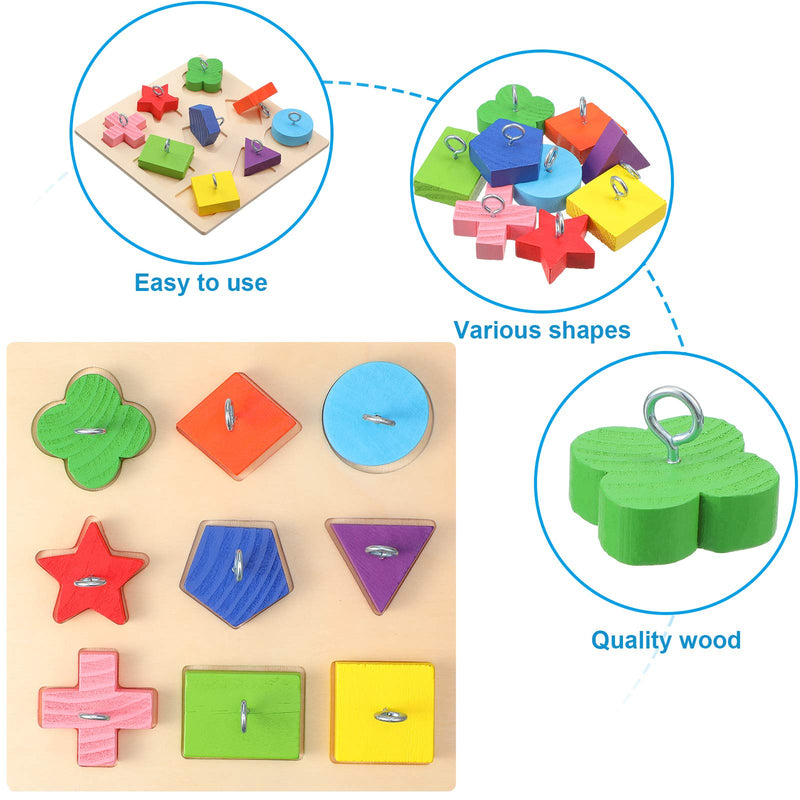 [Australia] - Frienda 4 Pieces Bird Training Toy Set Include Wooden Bird Block Puzzle Toy Parrot Training Basketball Colorful Stacking Rings Toy Birds Swing Perch for Parrots 