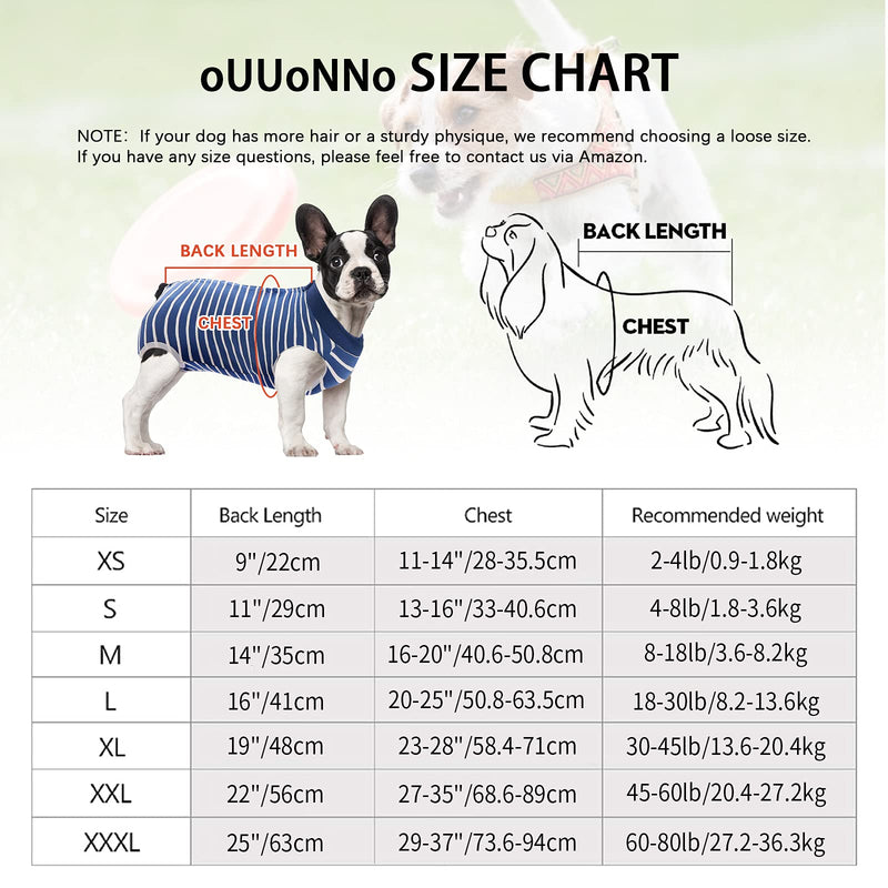 oUUoNNo Dog Healing Suits, Surgical Recovery for Female Male Abdominal Wounds, Spay or Skin Diseases, Cone E-Collar Alternatives (L, Stripe Blue) L - PawsPlanet Australia