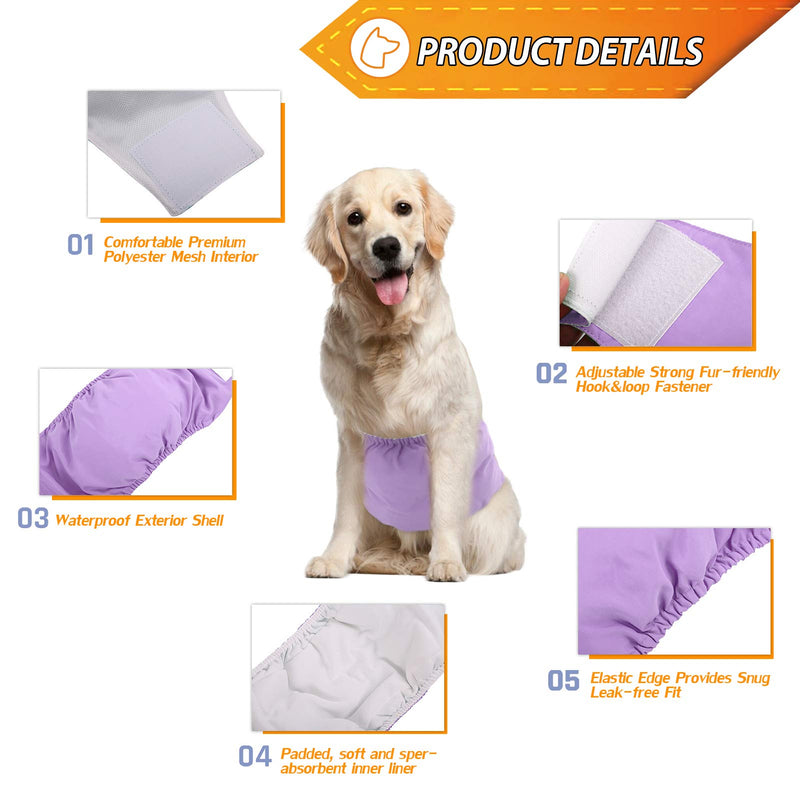 KOESON Washable Belly Bands for Male Dogs, 3 Pack Premium Reusable Puppy Diapers, High Absorbing Leak-Proof Dog Wraps for Marking and Excitable Urination X-Small Brown/Grey/Purple - PawsPlanet Australia