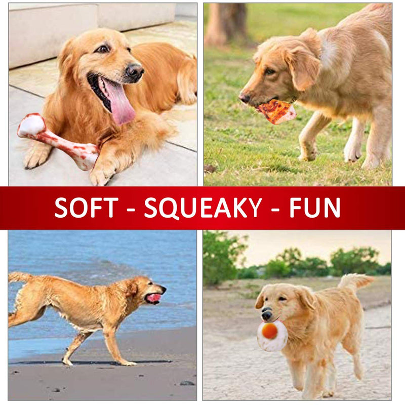 SUPPUP Soft Squeaky Realistic Food Dog Toy. Durable Plush Design BONE - PawsPlanet Australia