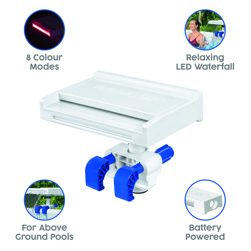 Bestway BW58619 Flowclear Soothing Waterfall, Above Ground Pool Accessory with LED Lights, Multicolor - PawsPlanet Australia
