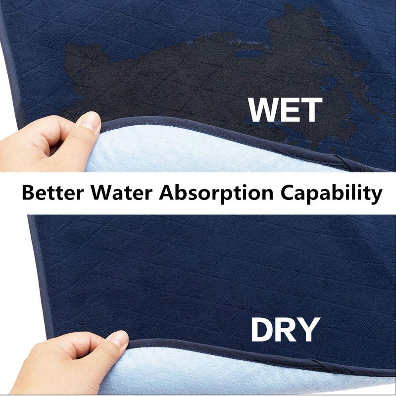 KOOLTAIL Waterproof Dog Food Mat Non-Slip 2 Pack - Absorbent Dog Bowl Mat Large Dogs Feeding Mat Washable Puppy Pee Pads for Dogs Doggy Cats Reusable Navy Blue - PawsPlanet Australia