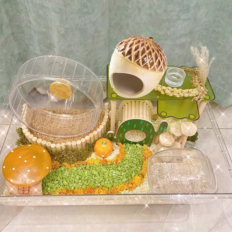 Ceramic Hamster Hideout Peanut Shape Hamster Hide Cooling Bed Caves Cage Idea for Mice,Gerbil ,Dwarf, Tortoise, Lizard and Fish Aquarium Acorn - PawsPlanet Australia