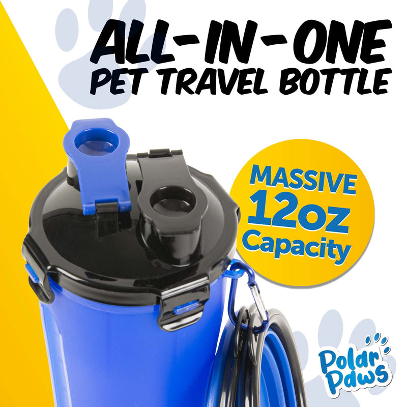 PawPride Dog Water Bottle - 2 in 1 Portable Dog Water and Food Bottle with 2 Collapsible Pop-up Bowls, Leakproof Bottle with 2 Compartments for Travel, Camping, Hiking - PawsPlanet Australia