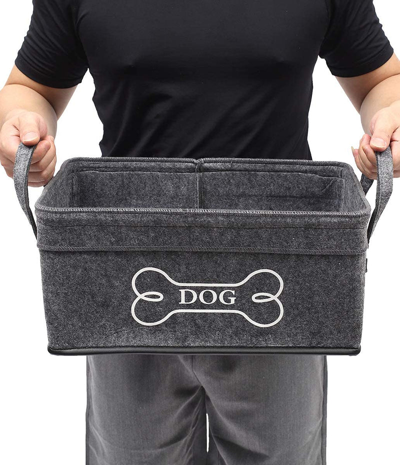 Morezi Felt dog toy basket storage and dog toy storage, pet toy boxes organizer - Perfect for organizing pet toys, blankets, leashes, dry food and bone - Gray - PawsPlanet Australia