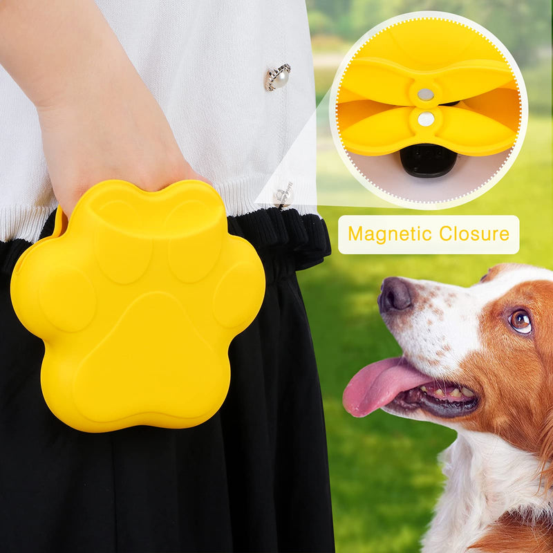 Fyy Dog Treat Pouch With Clip, Silicone Portable Dog Food Container for Training, Dog Treat Dispenser with Magnetic Closure and Waist Clip Yellow A-Yellow - PawsPlanet Australia