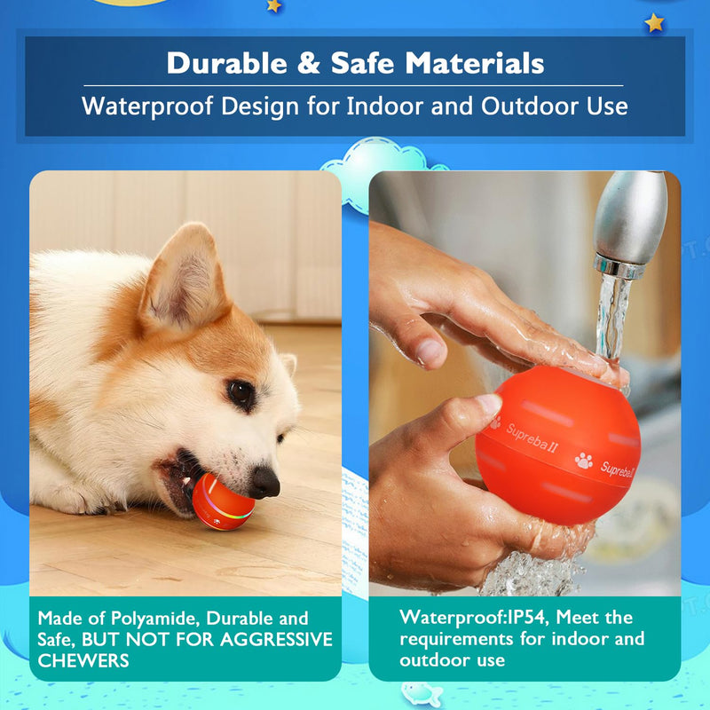 Petiepaw Interactive Dog Ball Toy, Durable Automatic Rolling Ball for Puppies/Small/Medium Dogs, USB Rechargeable - PawsPlanet Australia