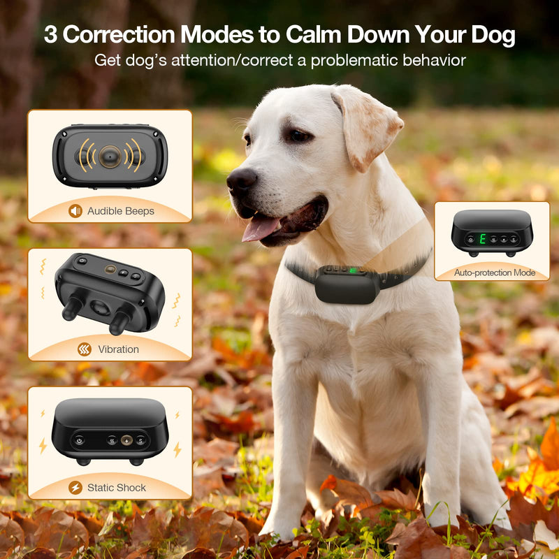 GHORA Bark Collar - Rechargeable Dog Bark Collar w/7 Sensitivity Levels, Vibration Beeps Static Shock w/Auto Protection, Safe & Effective Anti-Bark Collar for Small Medium Large Dogs 11-110lbs (Black) - PawsPlanet Australia