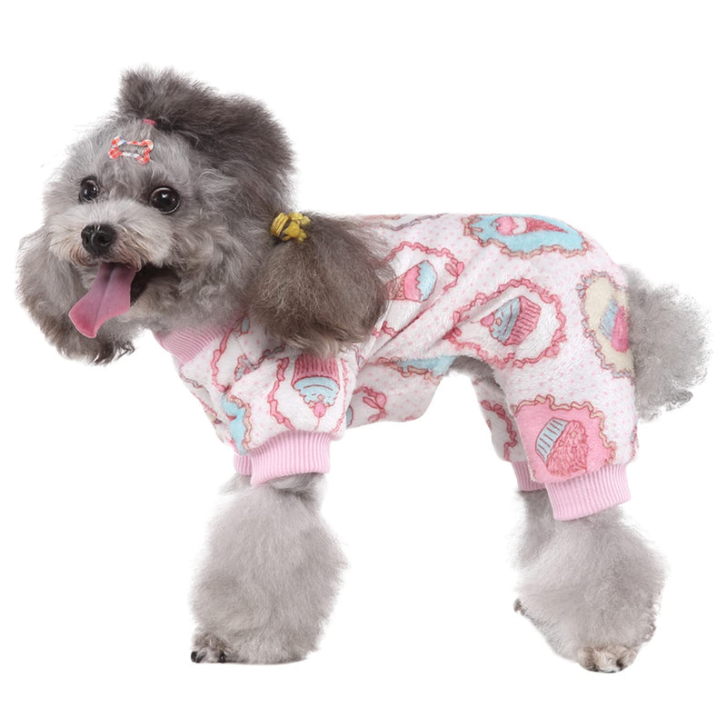 Mictovin Puppy Dog Pajamas Stretchy Soft Pet Jumpsuit Onesie for Dogs Hair Shedding Cover Doggie Bodysuit 4-Legged Pjs Apparel Outfits Clothes for Female/Male Small Pink - PawsPlanet Australia