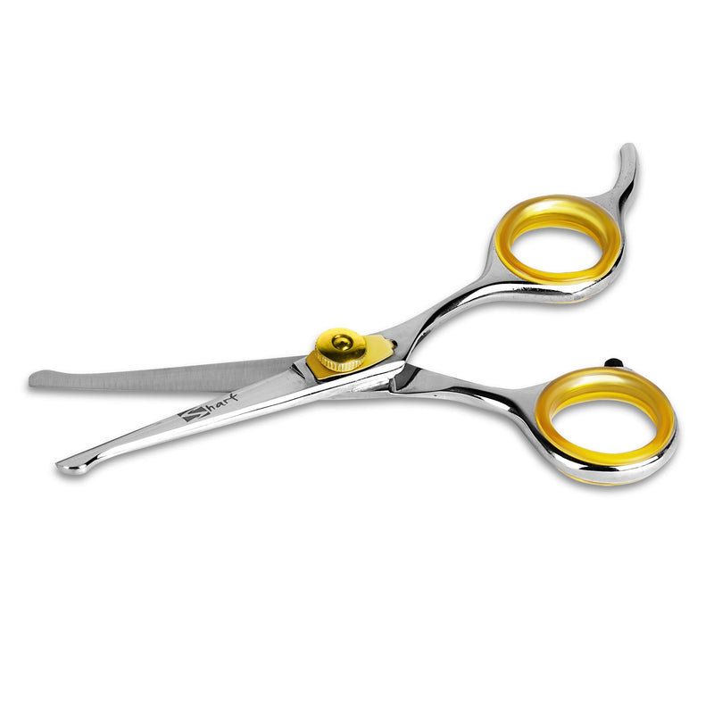 [Australia] - Sharf Dog Grooming Scissors, Gold Touch 4.5 Inch Ear and Nose Sharp Pet Grooming Shear with Safety Round Tip, Ball Point for Safe and Easy Use 